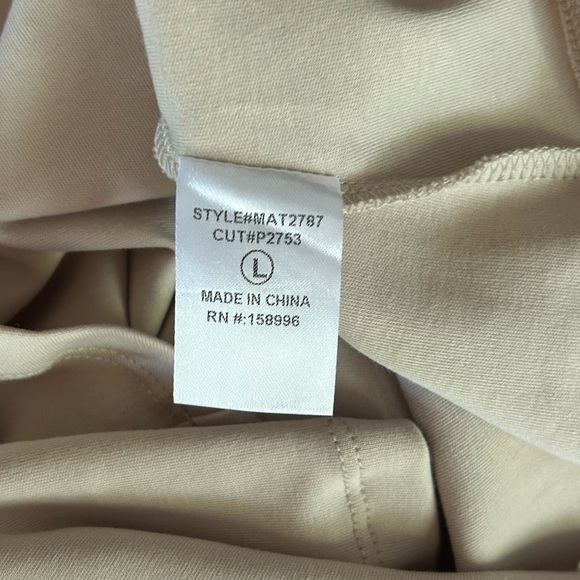 AARON & AMBER Beige Cap Sleeve Twist Blouse Top Minimalist Quiet Luxury | Size L - Picture 7 of 8